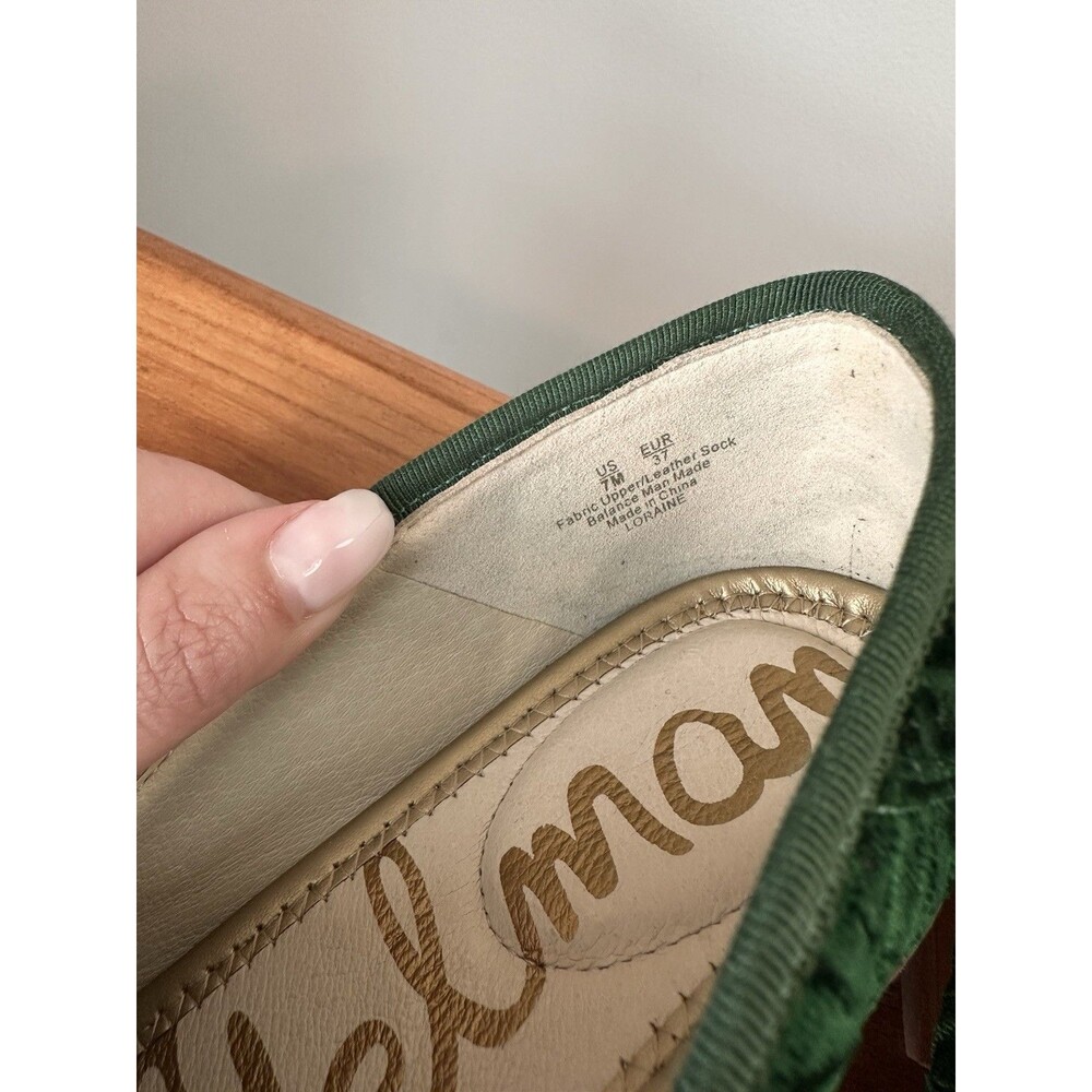 Sam Edelman Loraine Green Crushed Velvet Horsebit Loafers Shoes 7 Academia - Picture 7 of 7